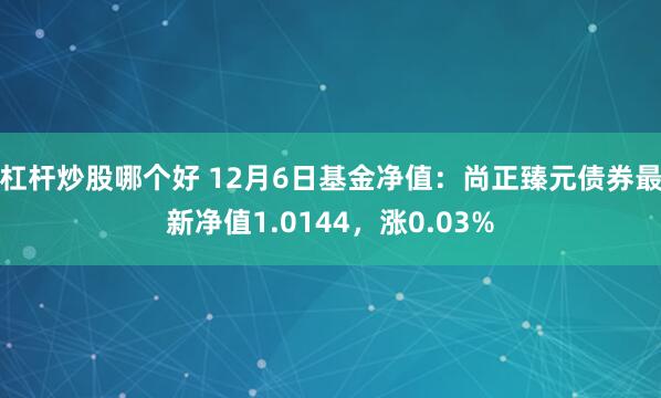 杠杆炒股哪个好 12月6日基金净值：尚正臻元债券最新净值1.0144，涨0.03%