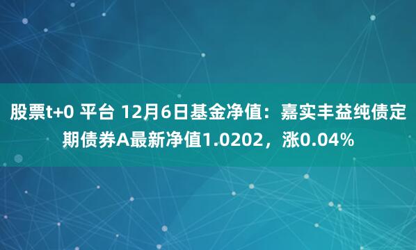 股票t+0 平台 12月6日基金净值：嘉实丰益纯债定期债券A最新净值1.0202，涨0.04%