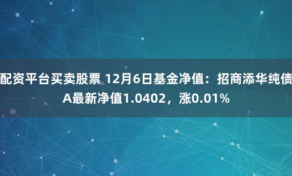 配资平台买卖股票 12月6日基金净值：招商添华纯债A最新净值1.0402，涨0.01%