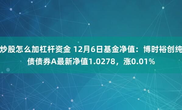 炒股怎么加杠杆资金 12月6日基金净值：博时裕创纯债债券A最新净值1.0278，涨0.01%