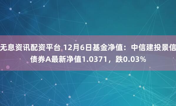 无息资讯配资平台 12月6日基金净值：中信建投景信债券A最新净值1.0371，跌0.03%