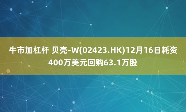 牛市加杠杆 贝壳-W(02423.HK)12月16日耗资400万美元回购63.1万股