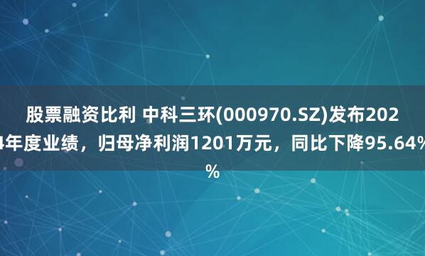 股票融资比利 中科三环(000970.SZ)发布2024年度业绩，归母净利润1201万元，同比下降95.64%